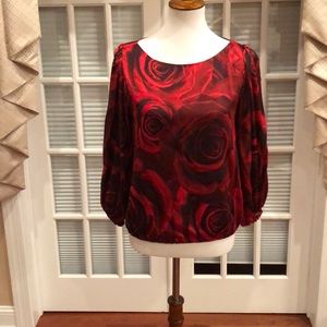 24 hour sale! Alice & Olivia red rose blouse